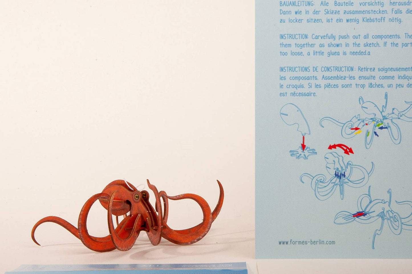 Tarjeta de felicitación decorativa 3D de pulpo