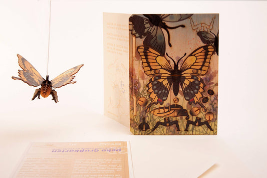 Tarjeta decorativa 3D de saludo con mariposa