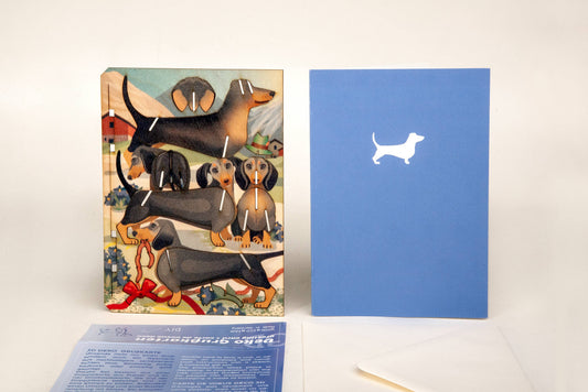 Tarjeta decorativa 3D de perro salchicha para manualidades