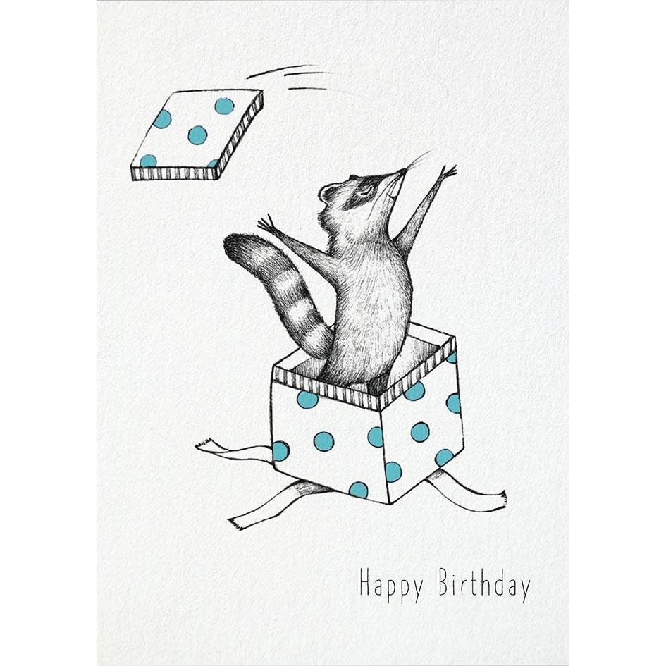 Postal – Feliz cumpleaños mapache