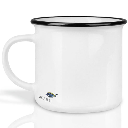 Taza de cerámica con ballenas azules