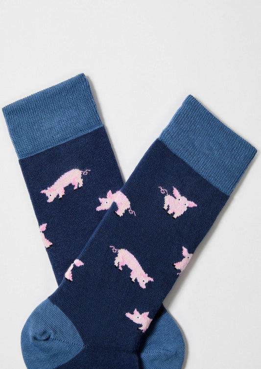 BePig Blue - 100% Organic Cotton Socks