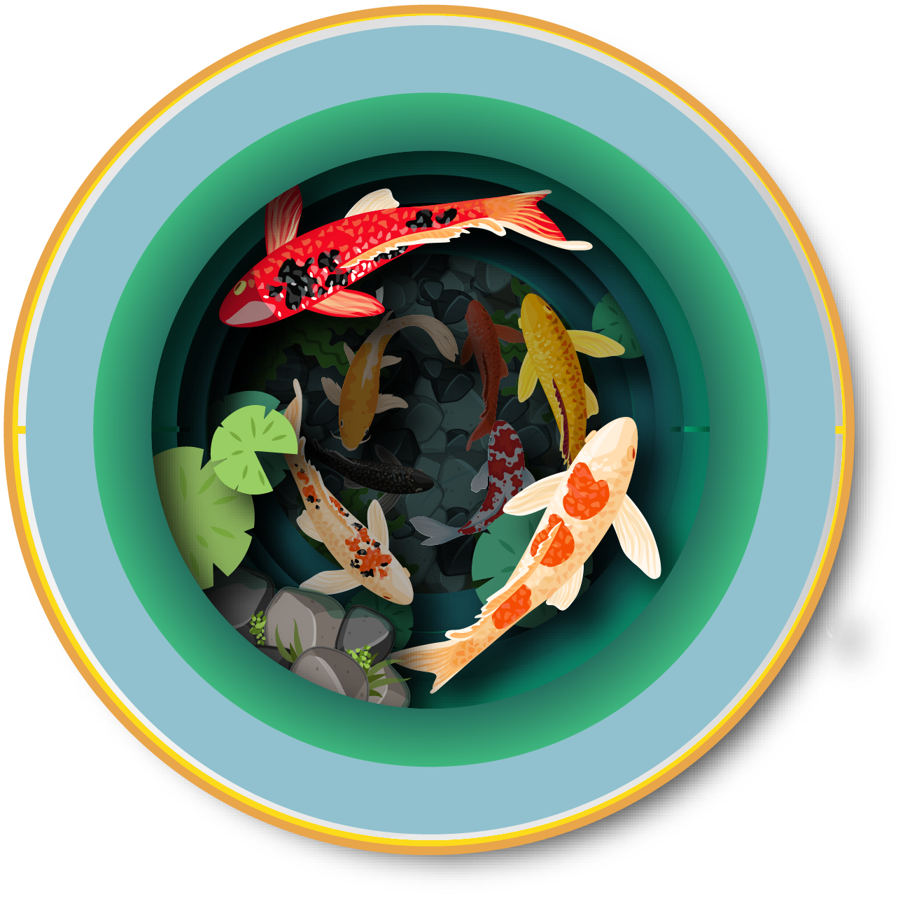 Tarjeta emergente de una taza de té - Peces KOI