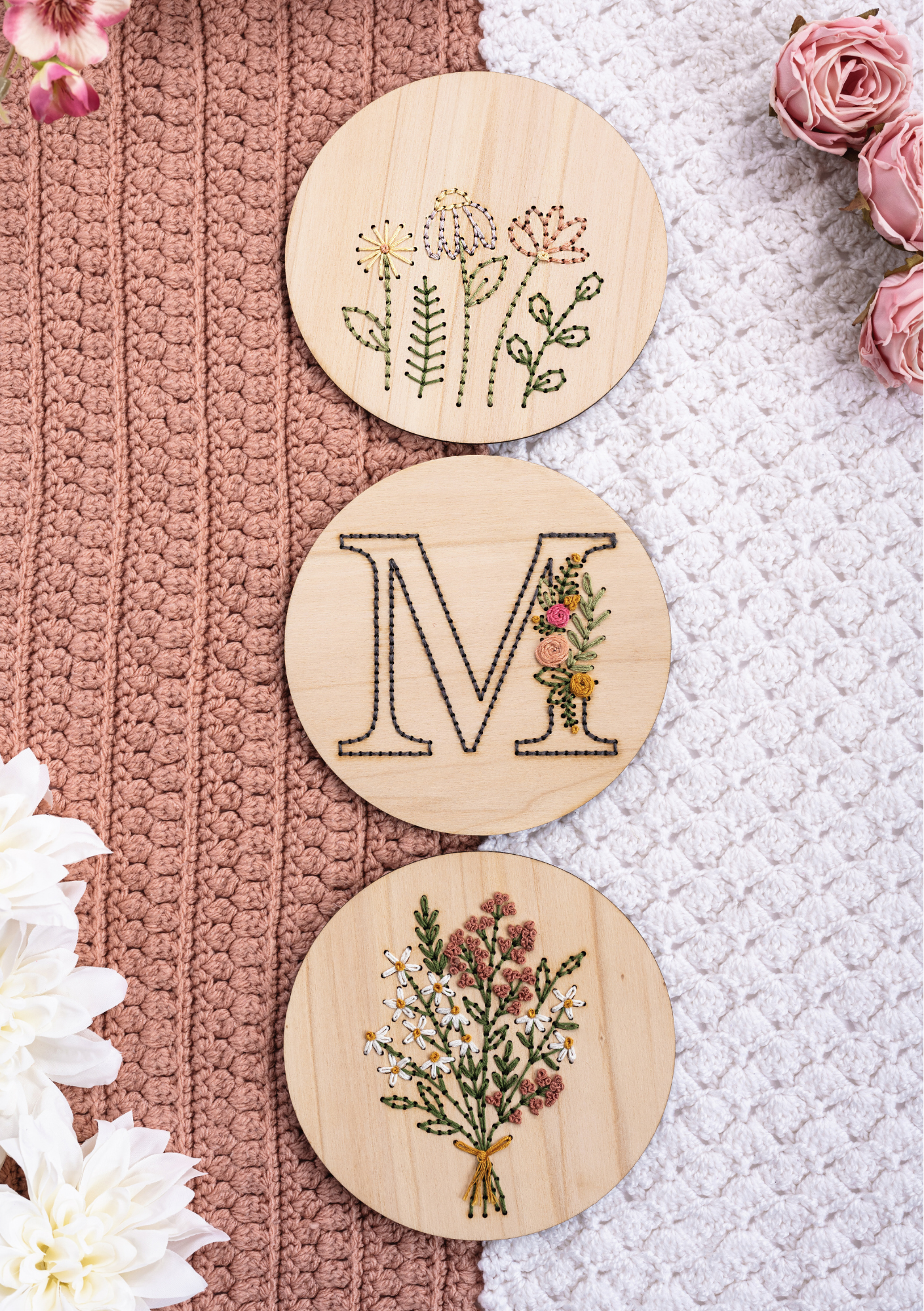 Kit de bordado decoración floral