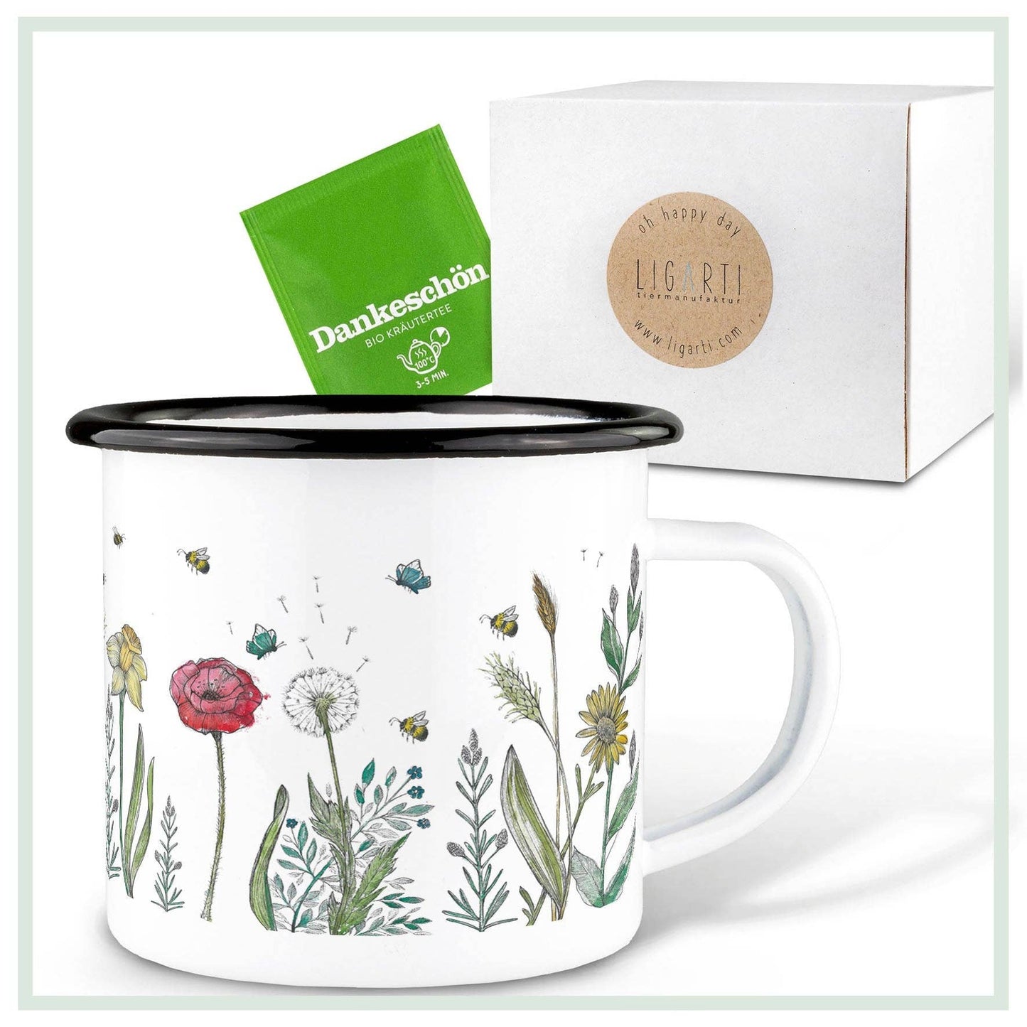 Taza esmaltada – Prado de flores