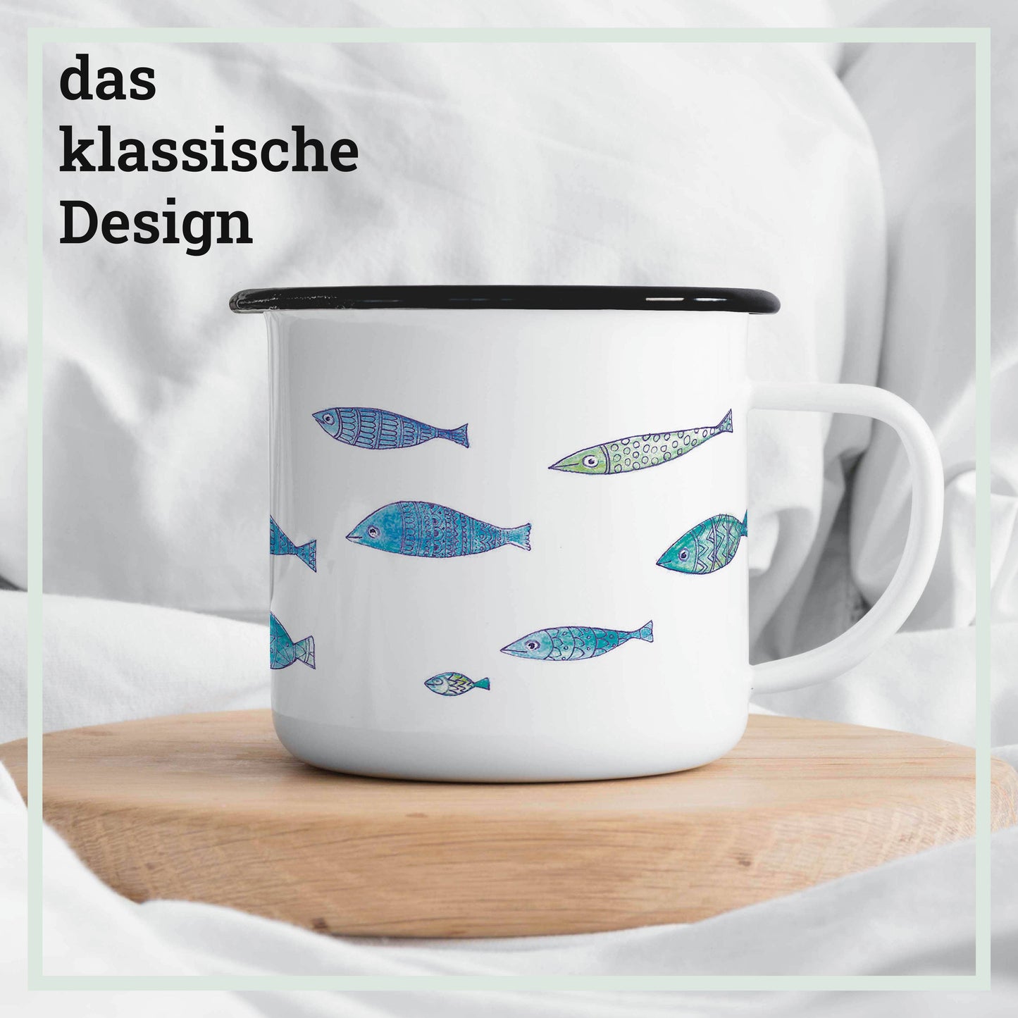 Taza esmaltada – Banco de peces