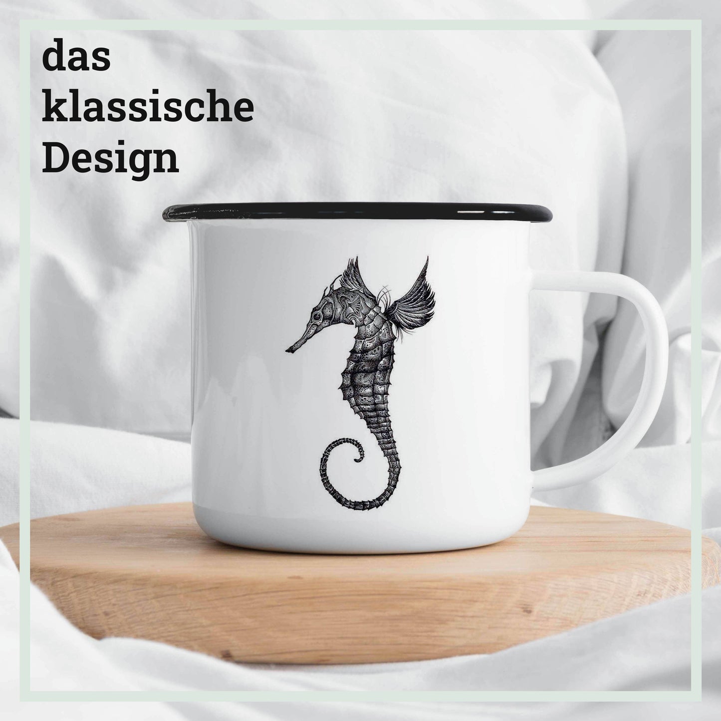 Taza esmaltada – Caballito de mar