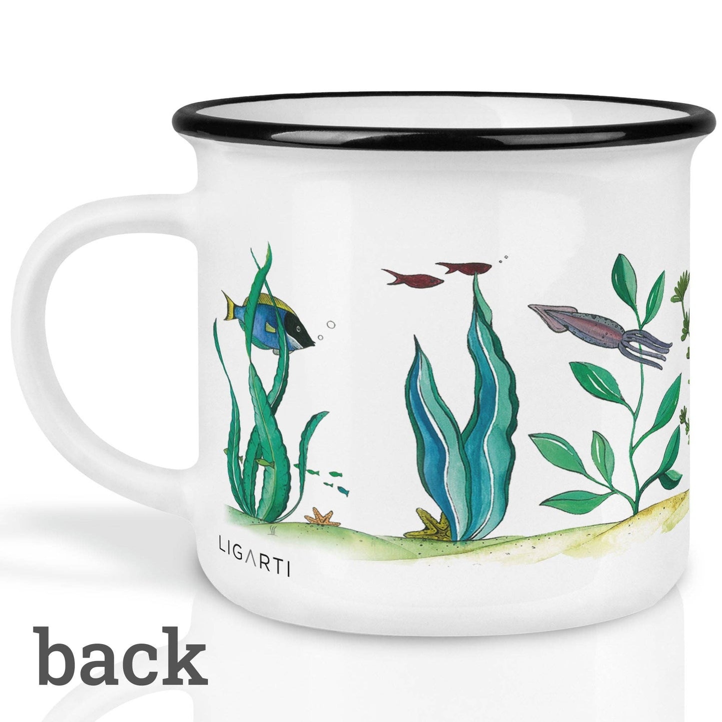 Taza de cerámica con diseño de mundo submarino
