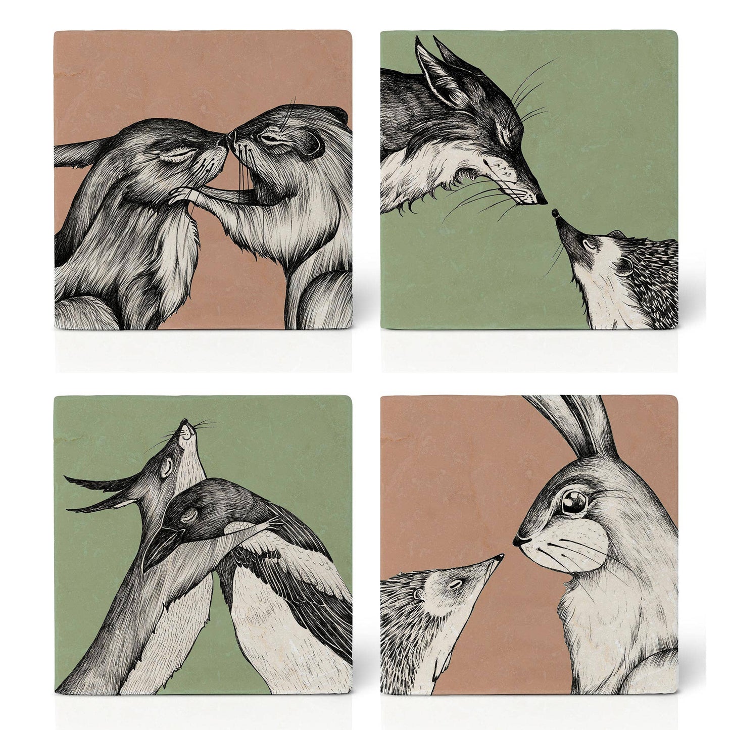 Posavasos de azulejos - Juego de 4 - Peluches