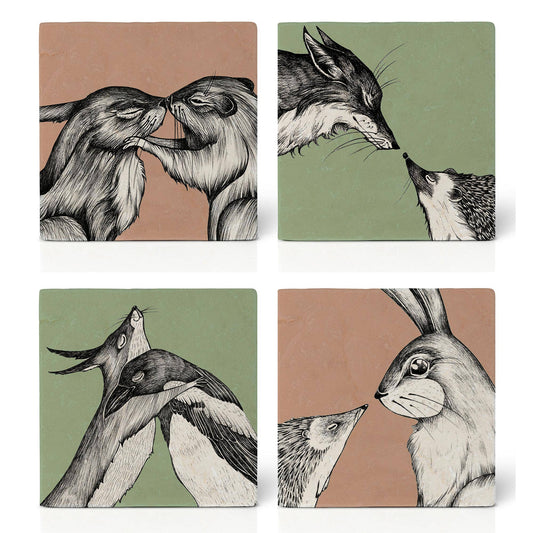 Posavasos de azulejos - Animales del Bosque
