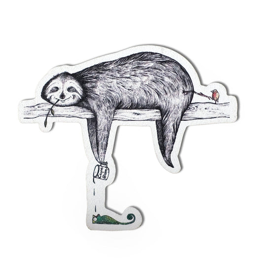 Wooden magnet with a sloth