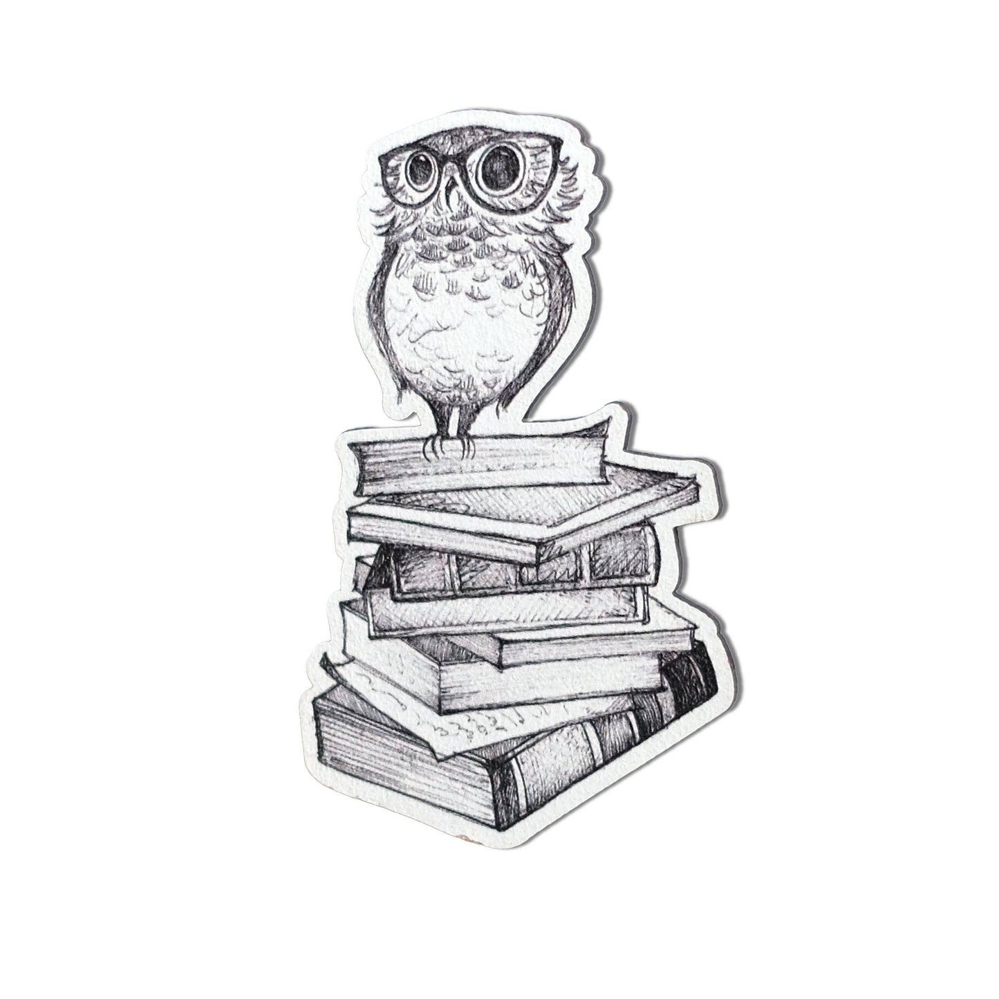 Imán de madera - Búho de biblioteca