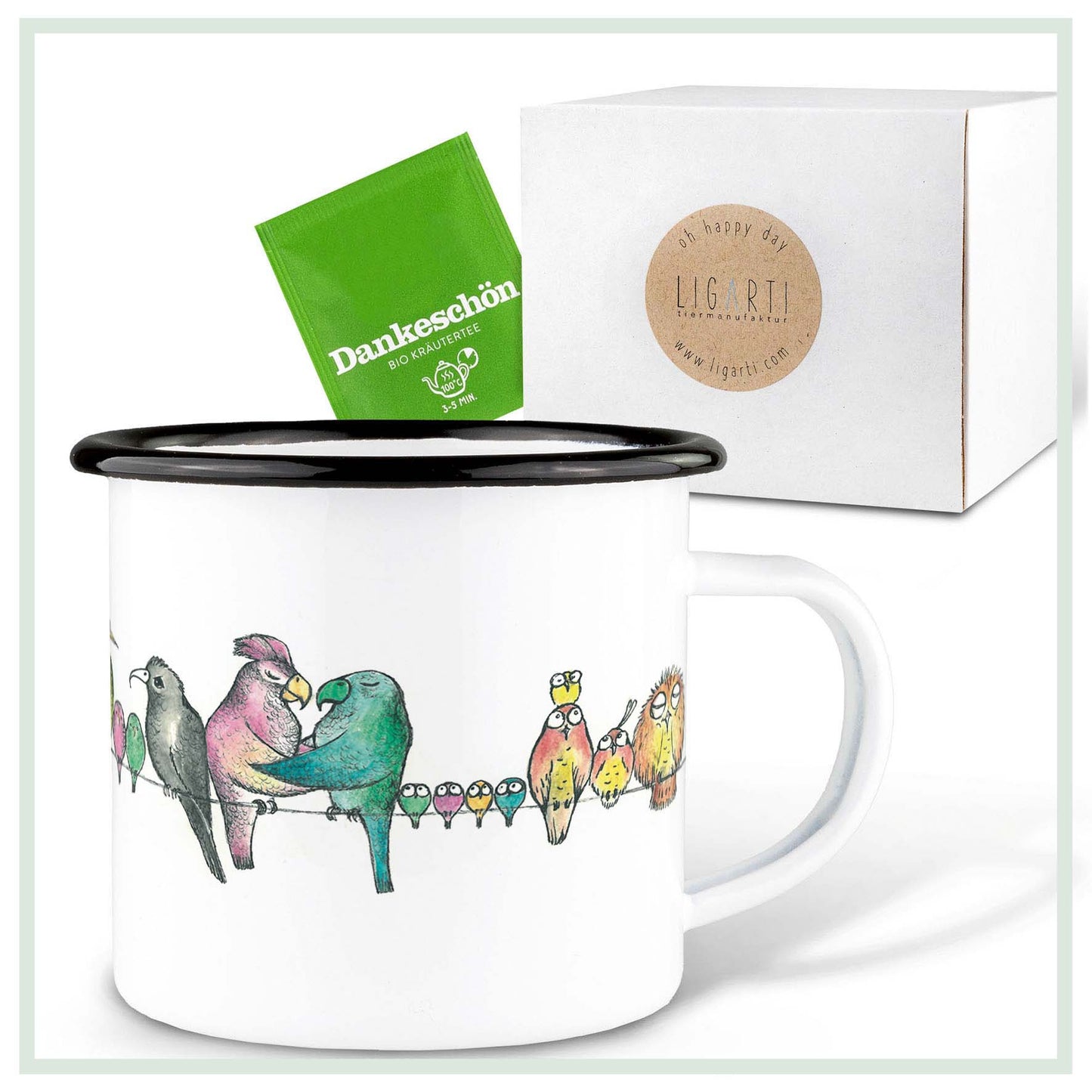 Taza esmaltada – Desfile de pájaros