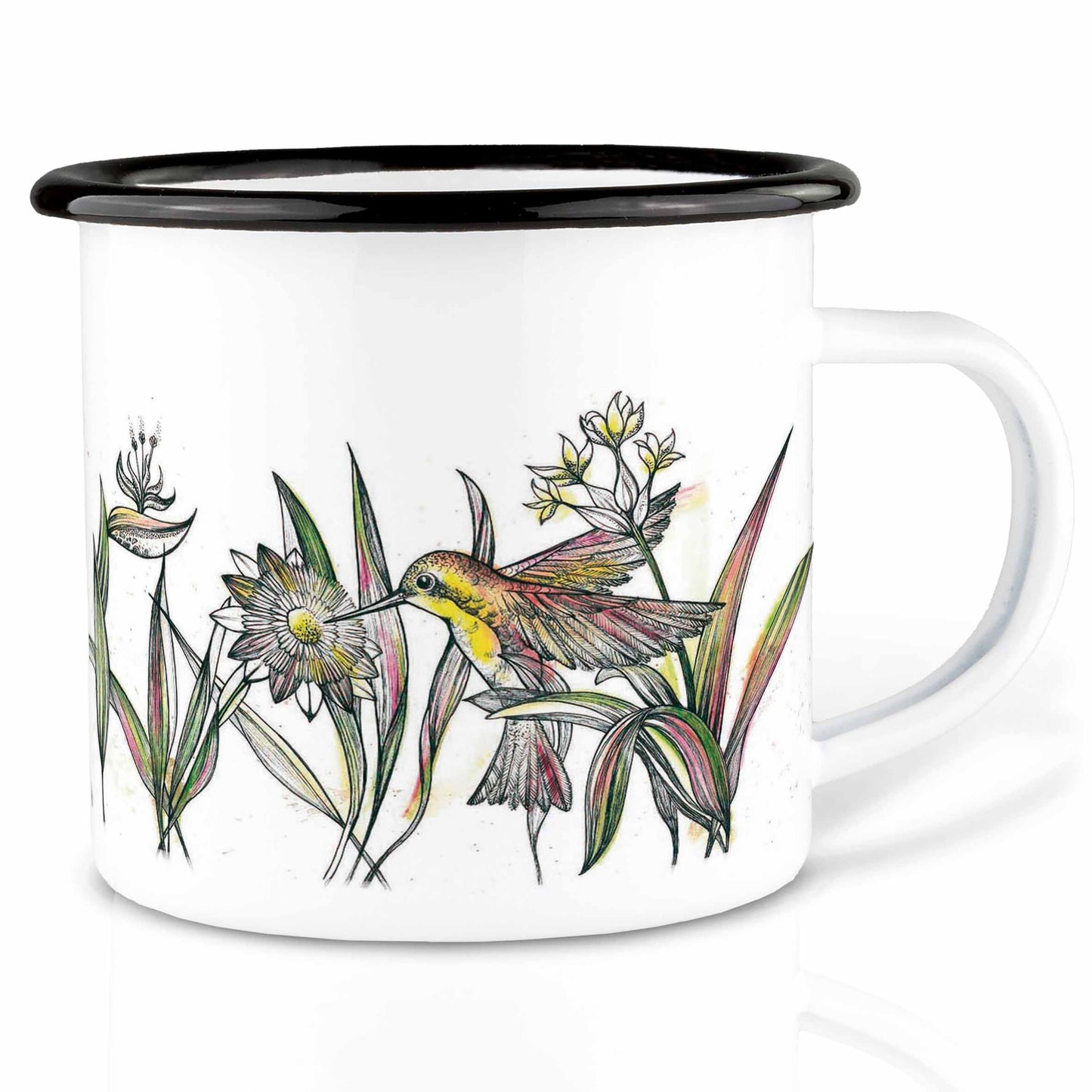 Taza esmaltada – Colibríes de la selva