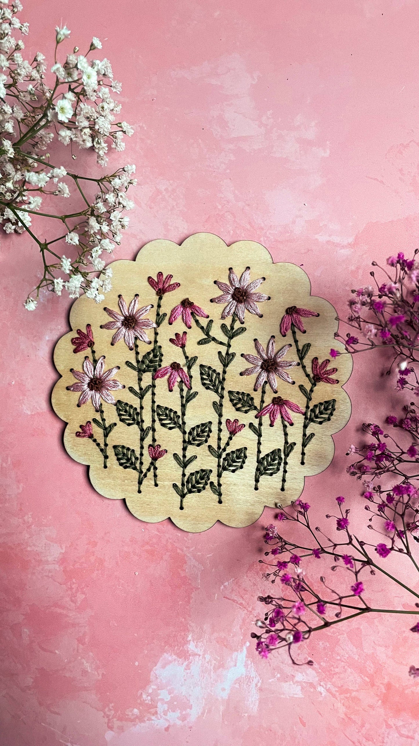 Kit de bordado flores rosas