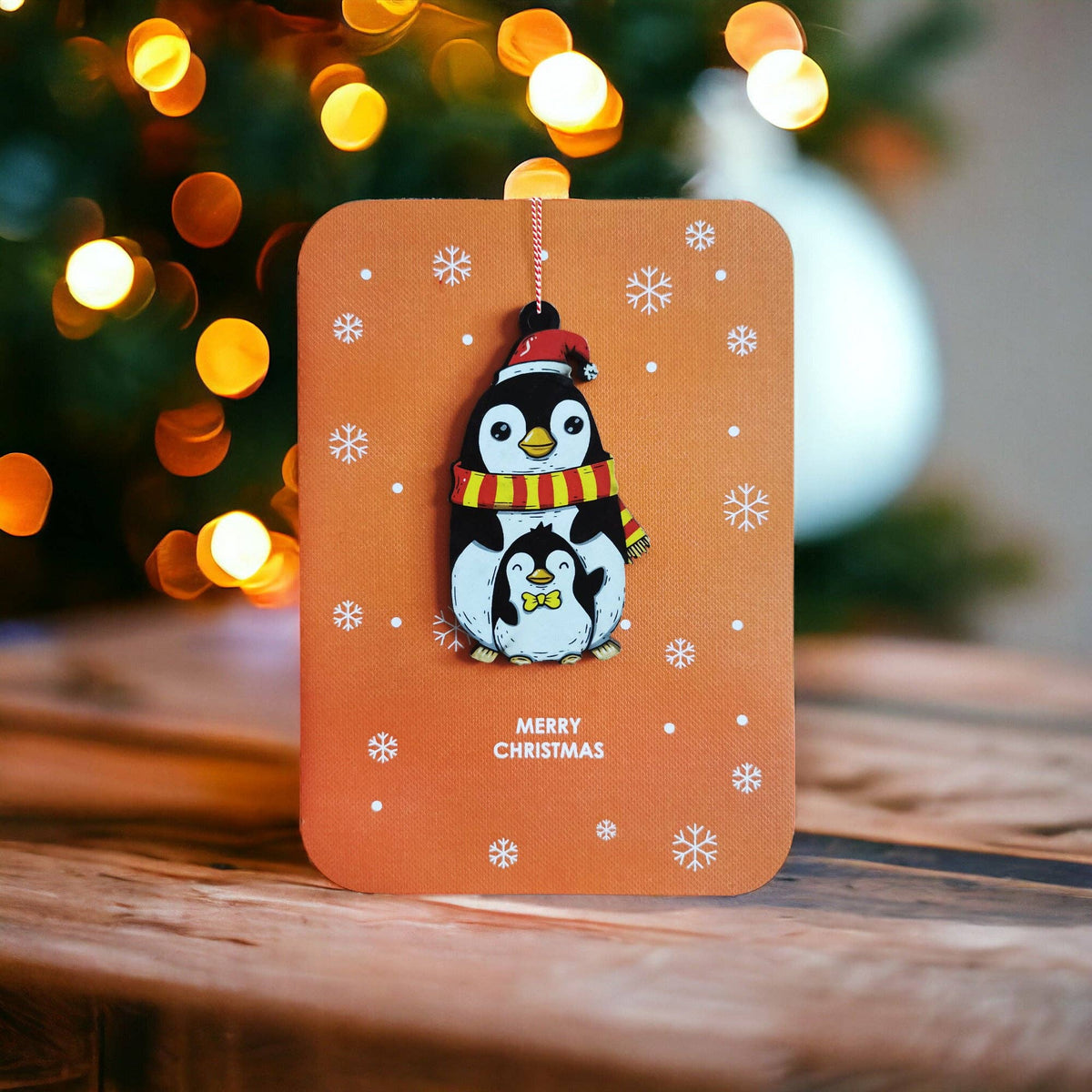 Adorno de madera con diseño festivo para árbol de Navidad - WHC091