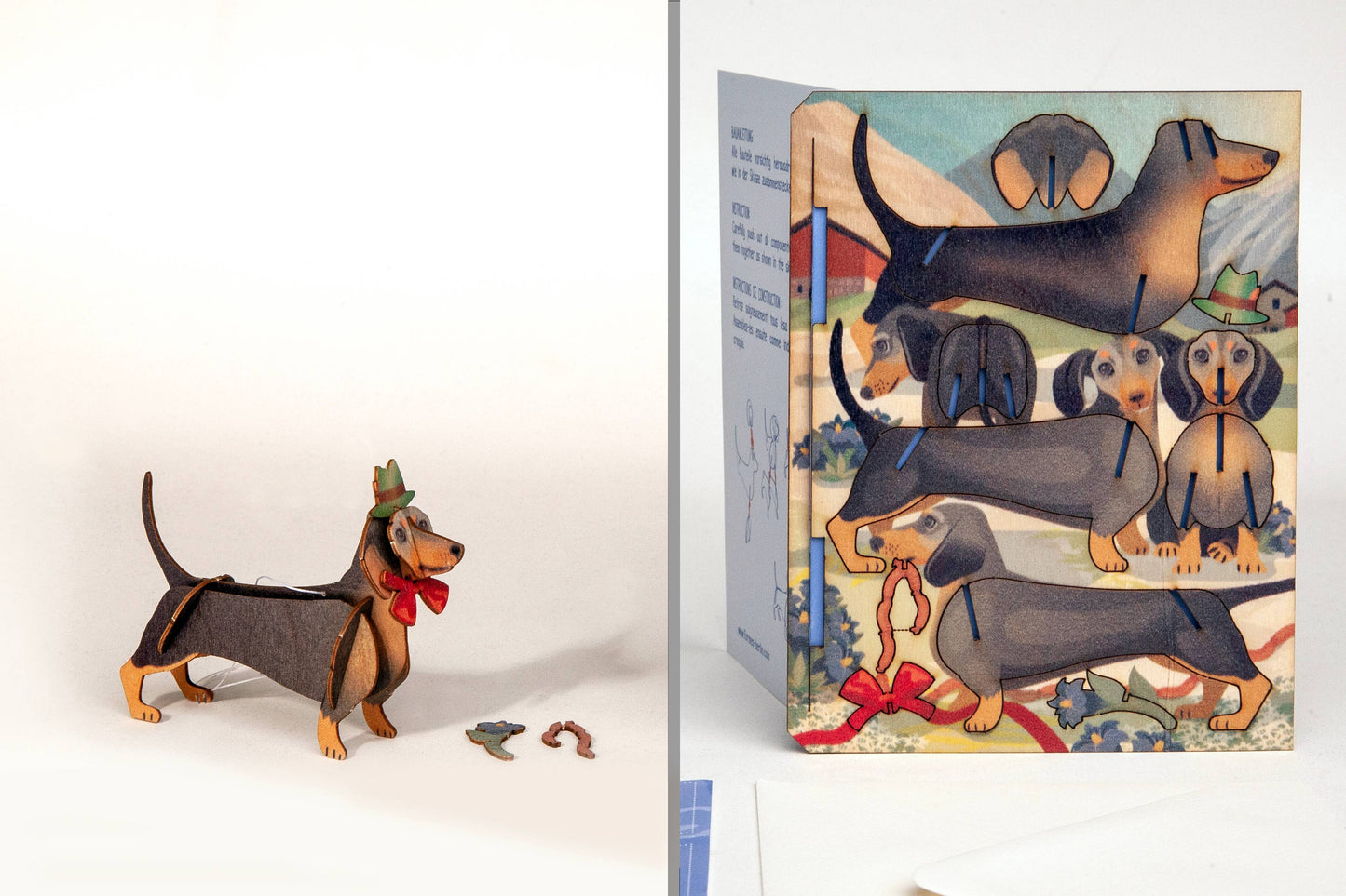 Tarjeta decorativa 3D de perro salchicha para manualidades