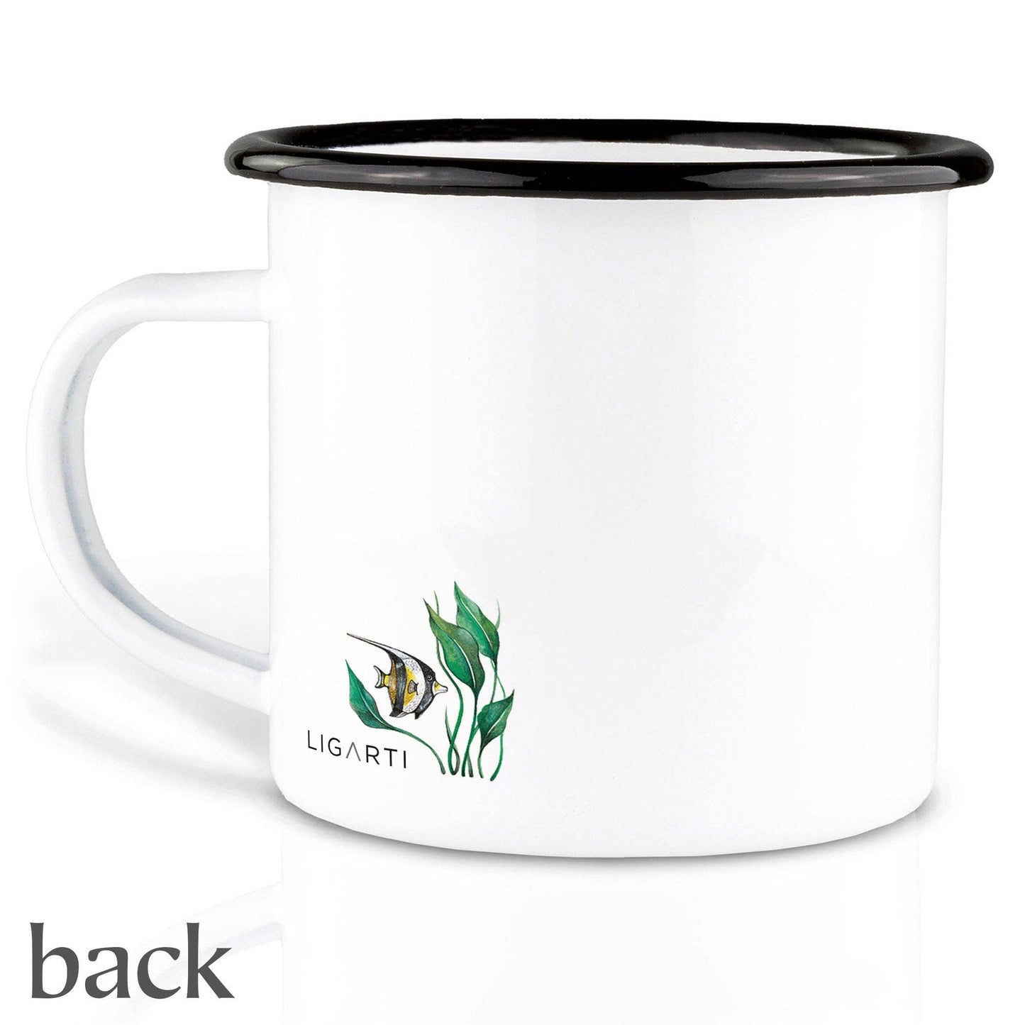 Taza esmaltada con orcas