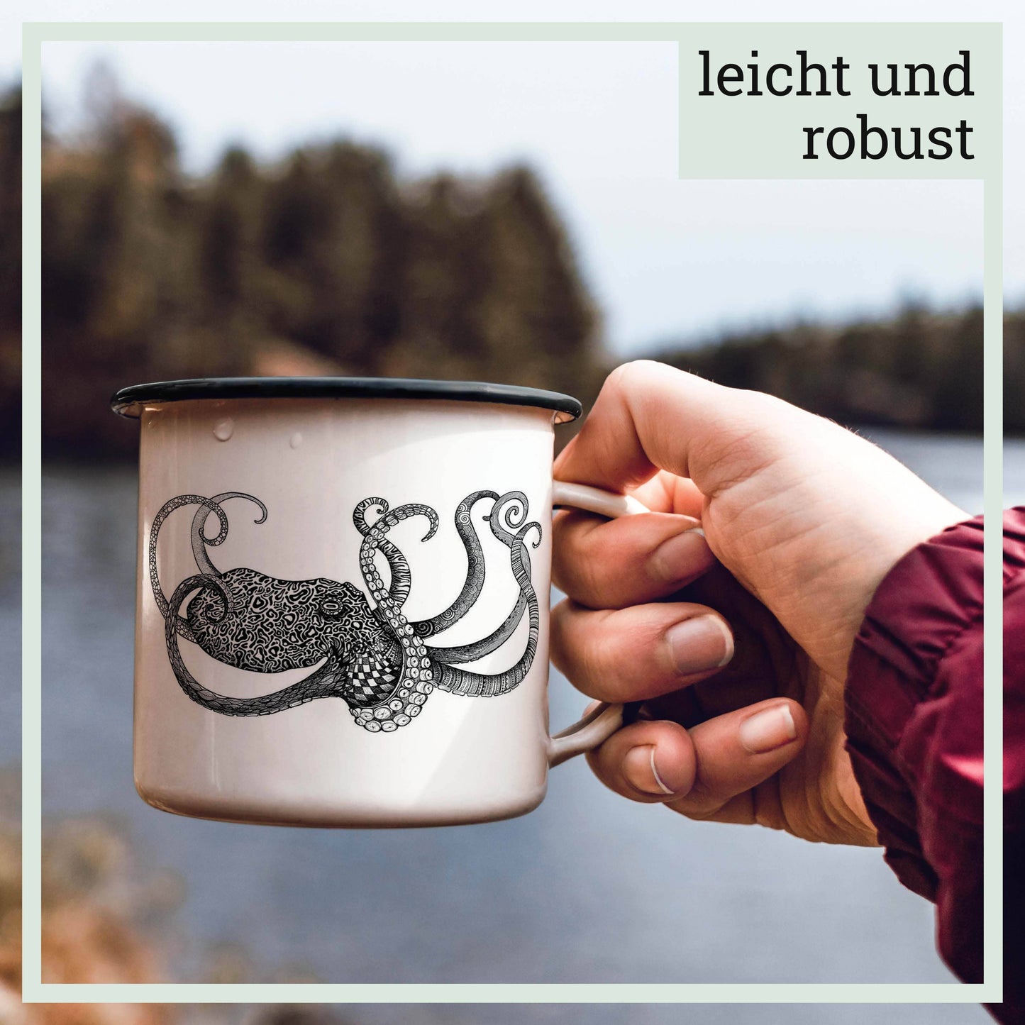 Taza esmaltada – Pulpo
