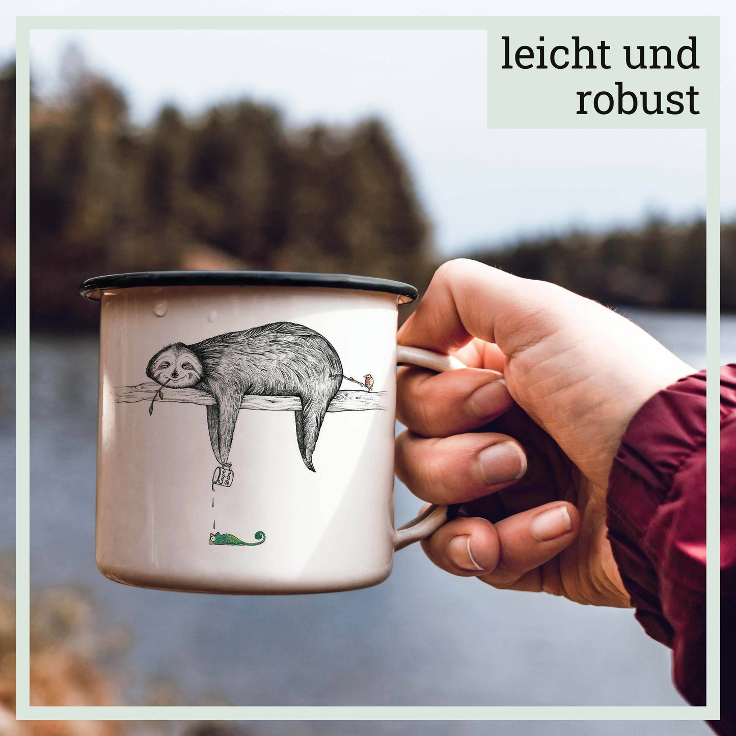 Taza esmaltada – Perezoso