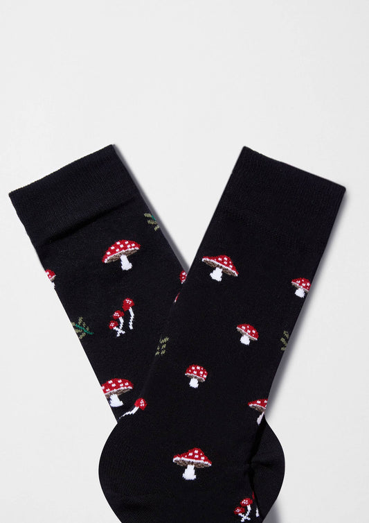 BeMushroom Black - 100% Organic Cotton Socks