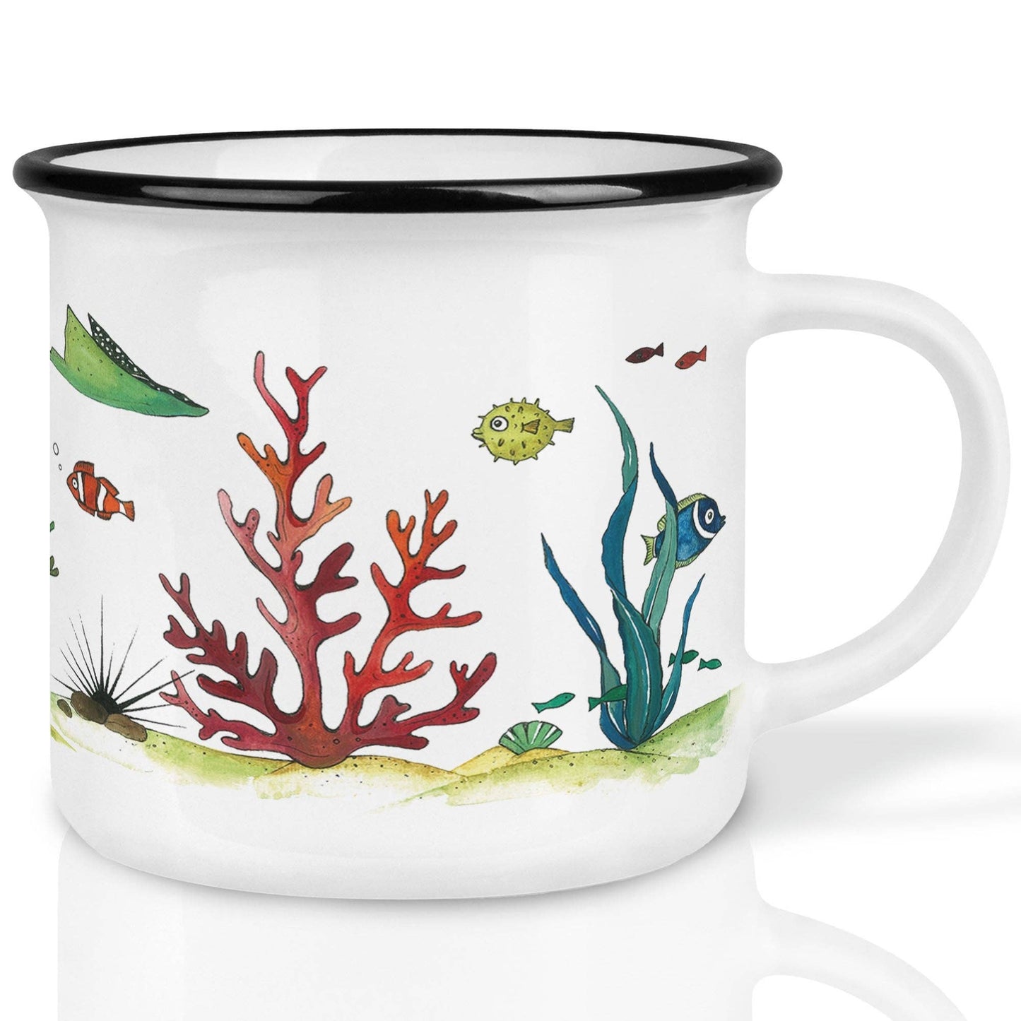 Taza de cerámica con diseño de mundo submarino
