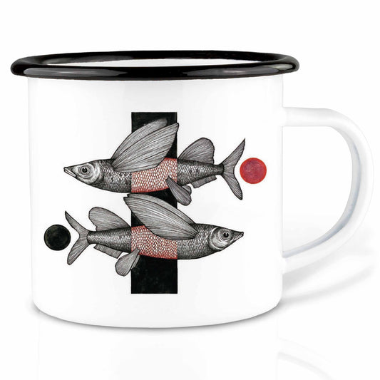 Taza de esmalte – Peces voladores