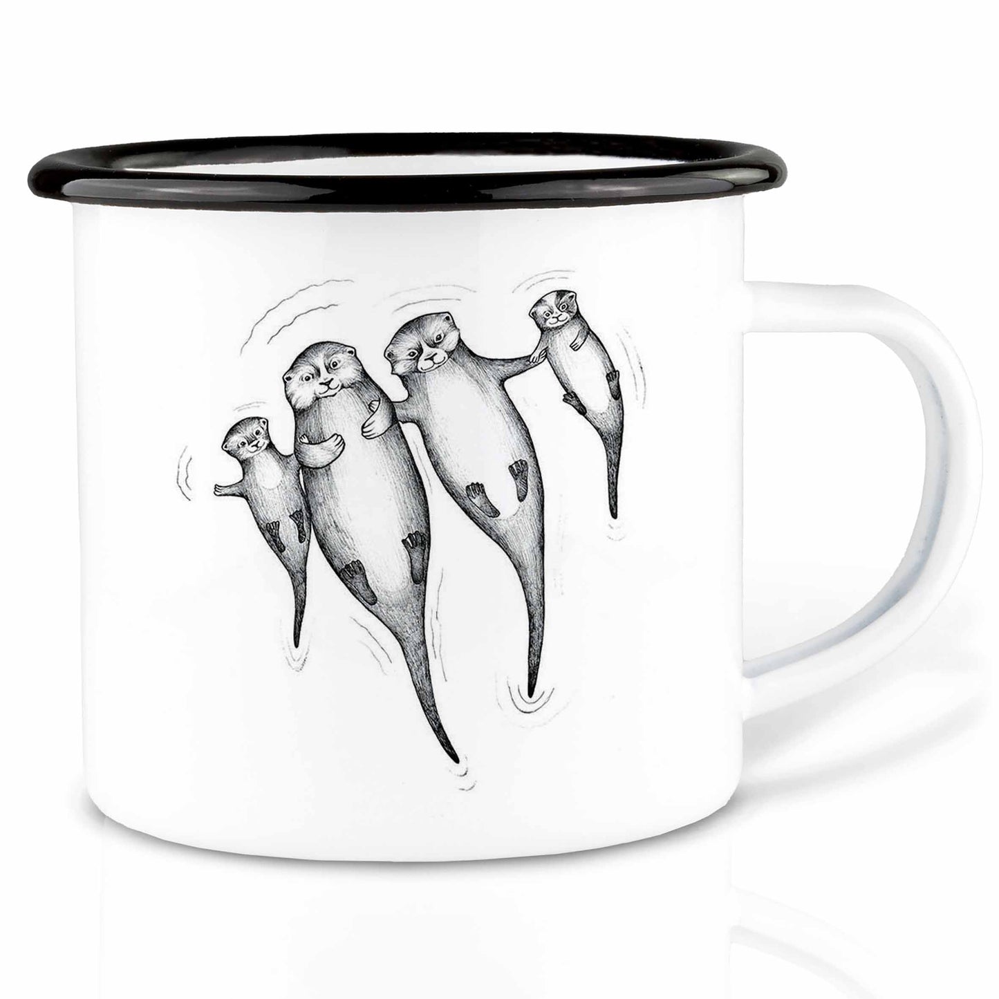 Taza esmaltada – Las nutrias