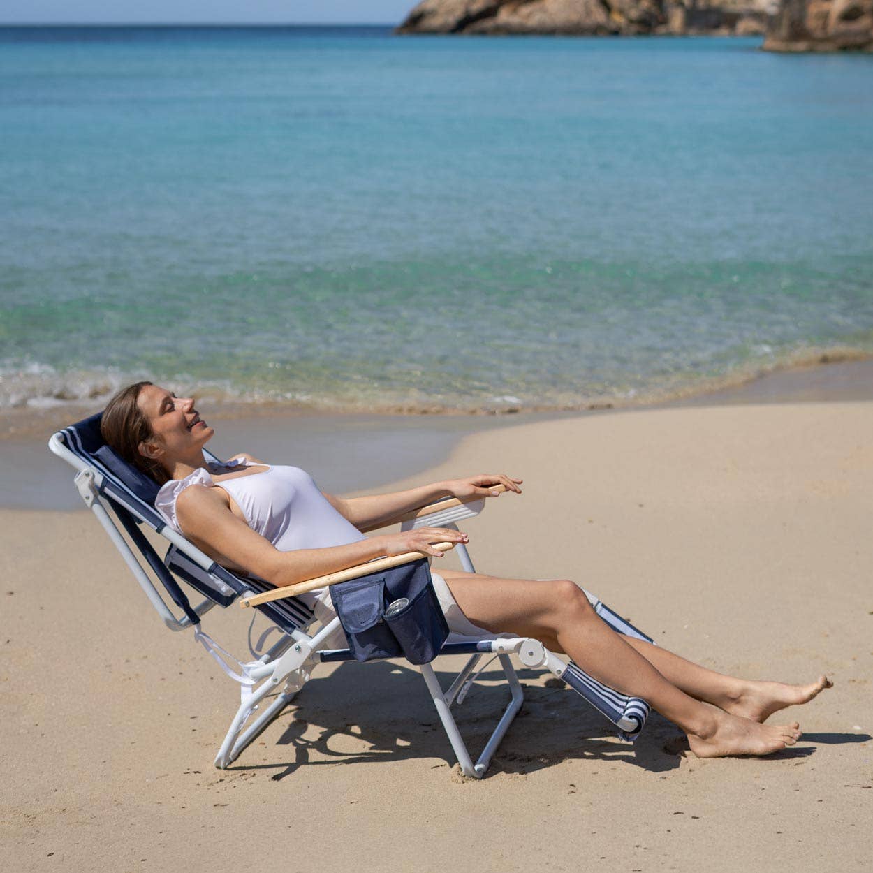 Hamaca de playa azul reclinable