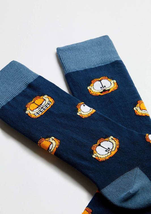 BeGarfield Faces Navy - 100% Organic Cotton Socks