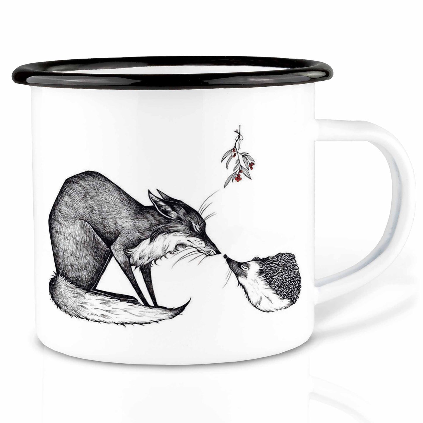 Taza de esmalte – Zorro y erizo