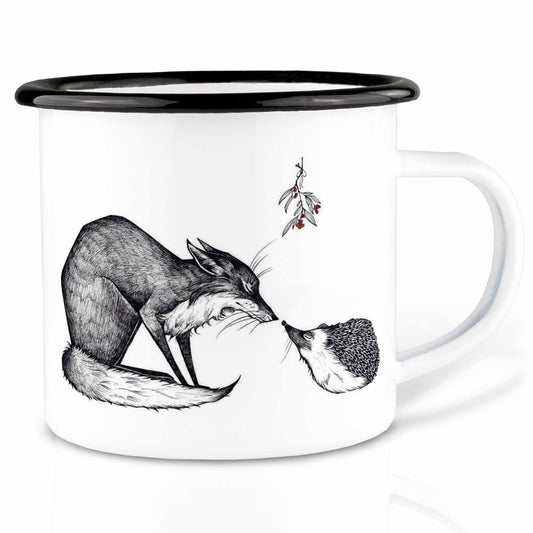Taza de esmalte – Zorro y erizo
