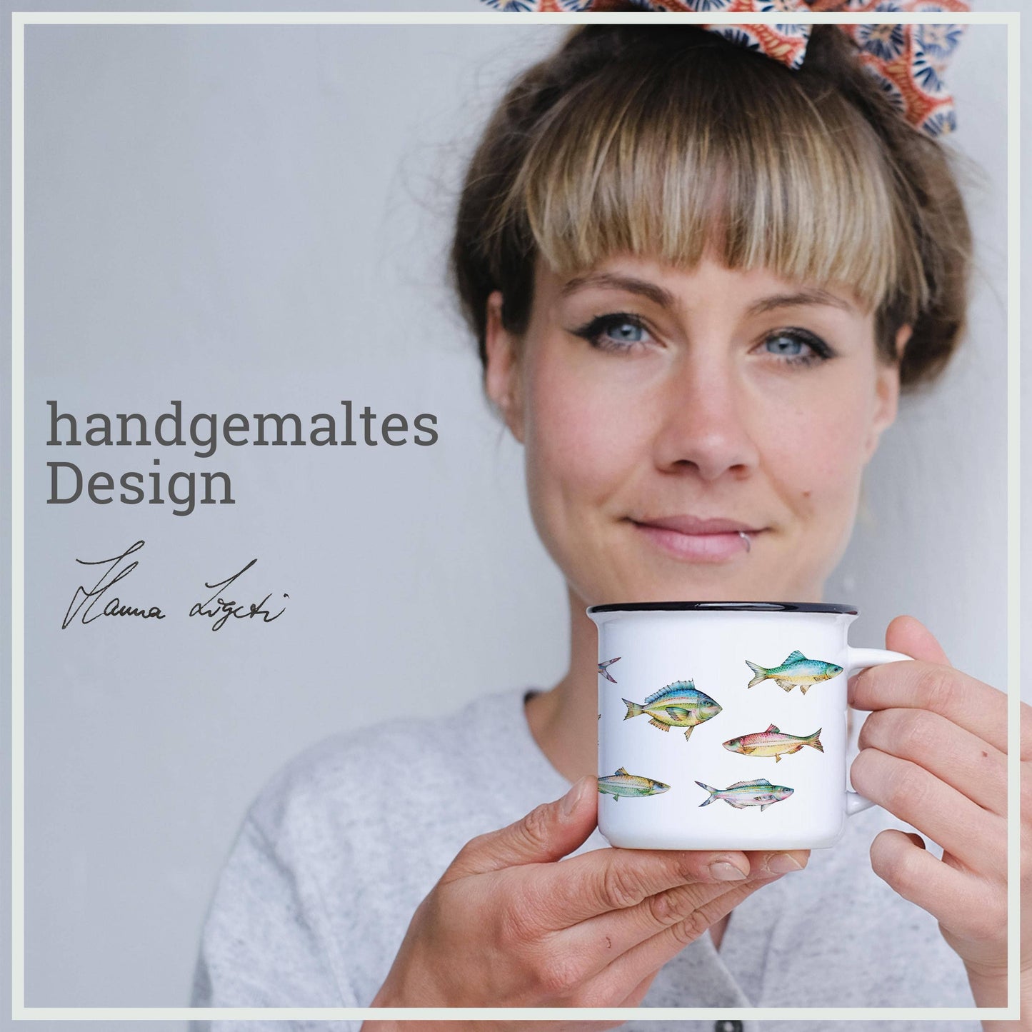 Taza de cerámica – cardumen de peces de colores