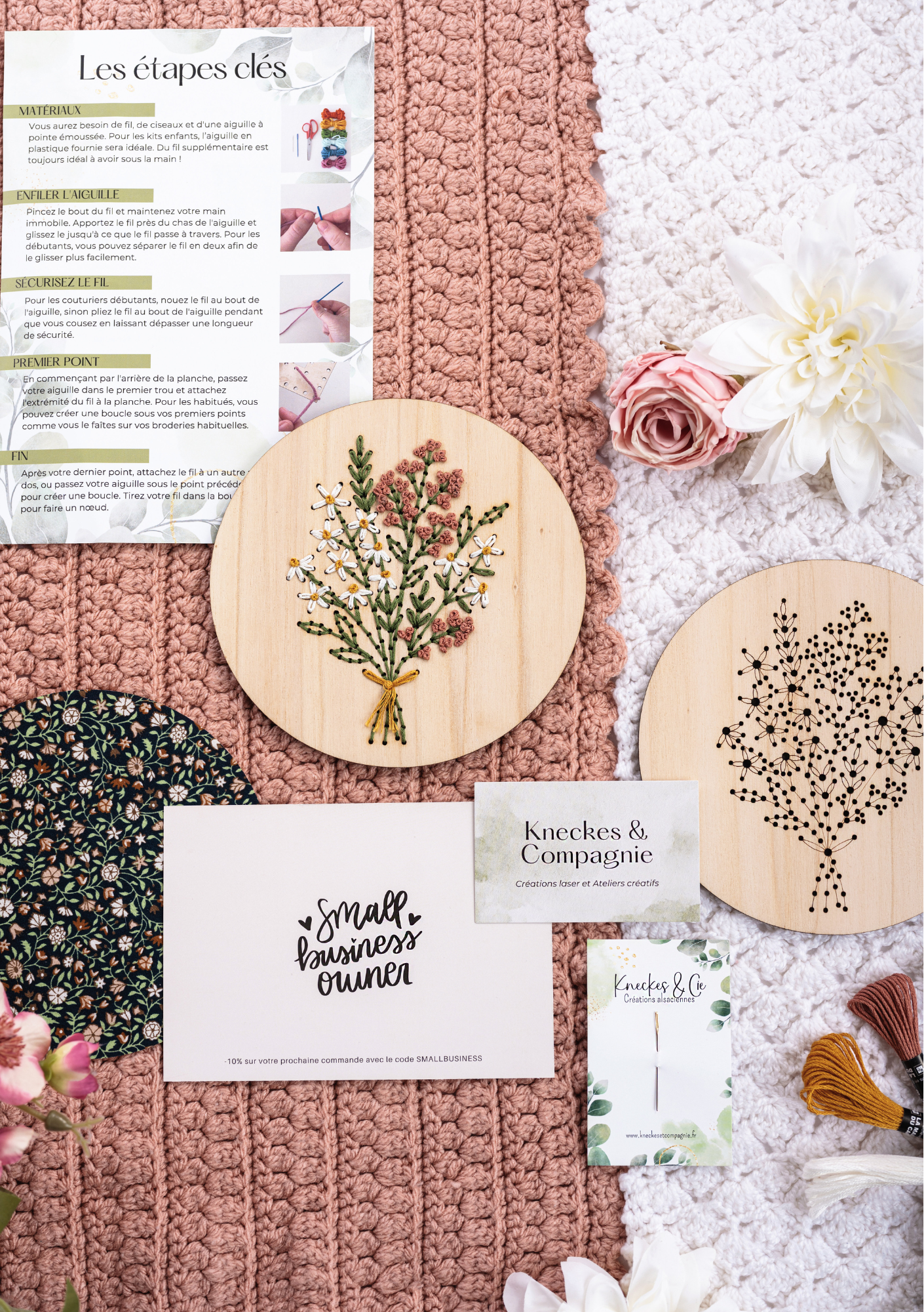 Kit de bordado decoración floral