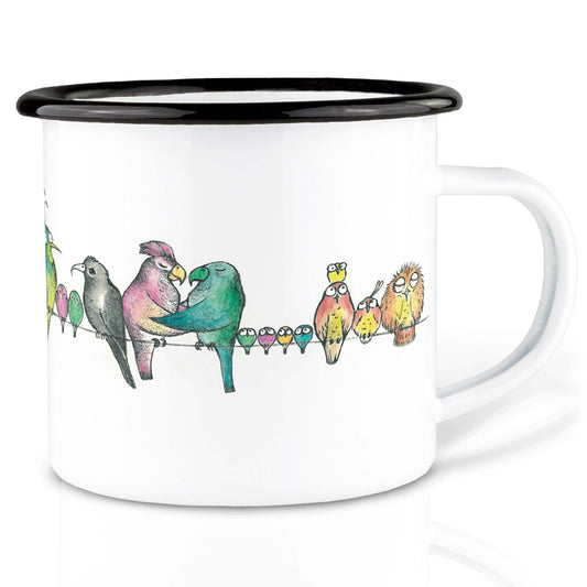 Taza esmaltada – Desfile de pájaros