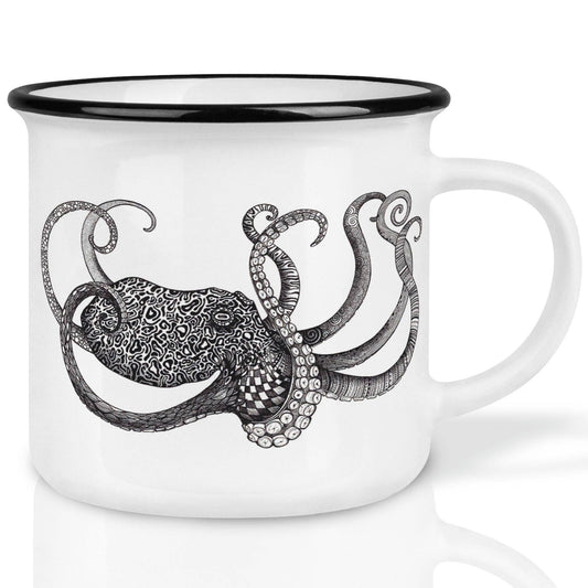 Ceramic mug with octopus design