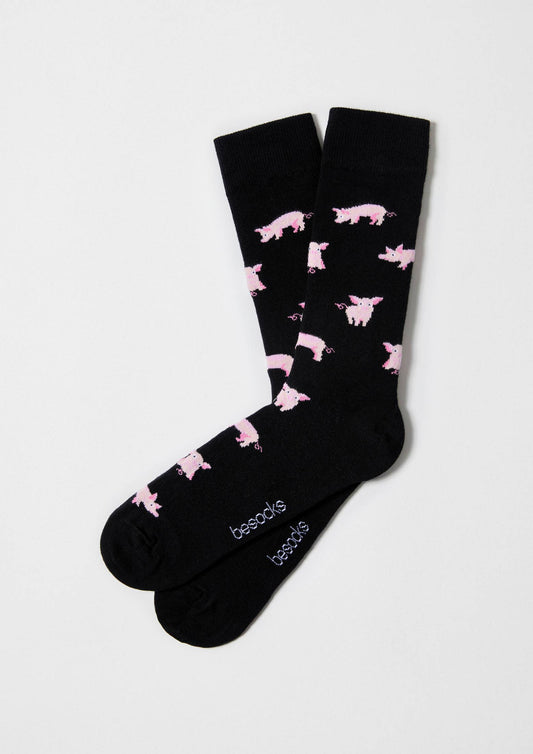 BePig Black - 100% Organic Cotton Socks