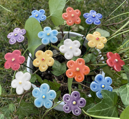 Flor de cerámica que no me olvides, estaca para plantas