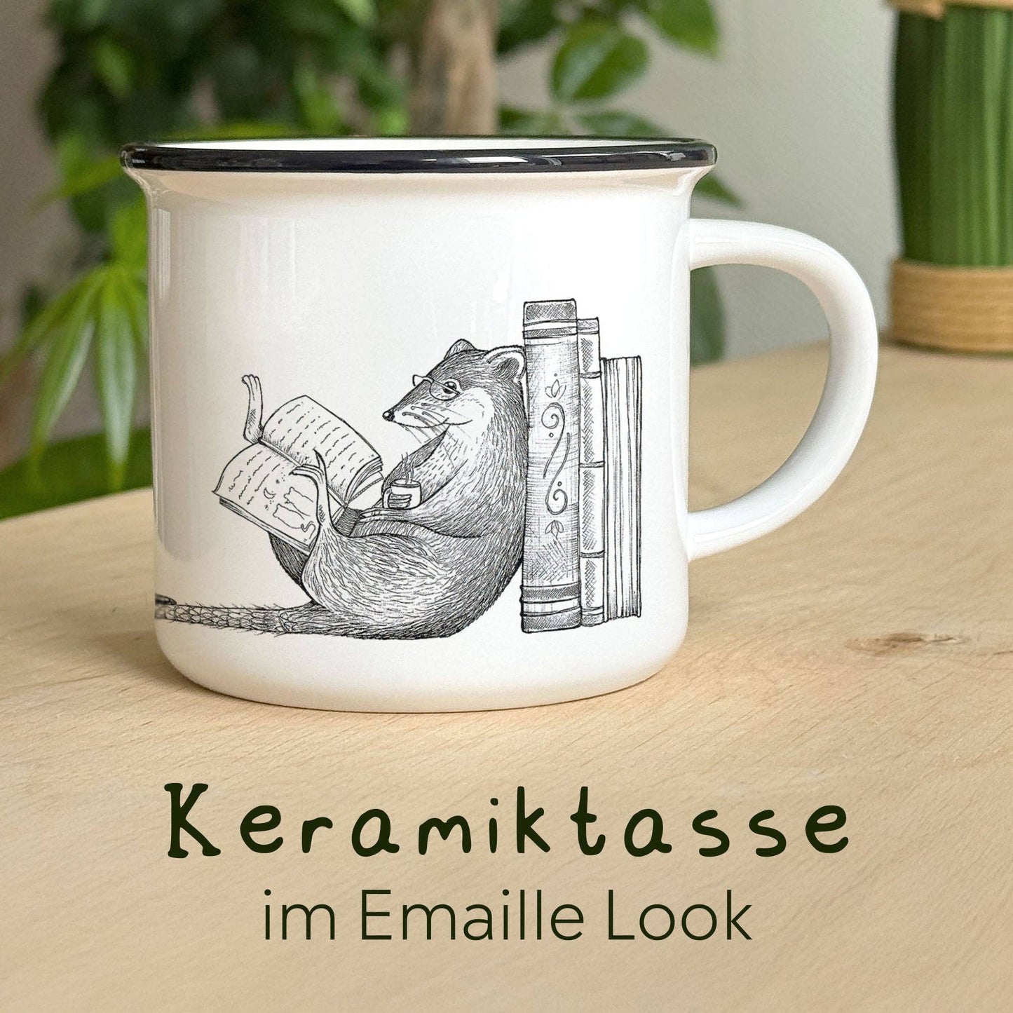 Taza de cerámica – Ratón de biblioteca