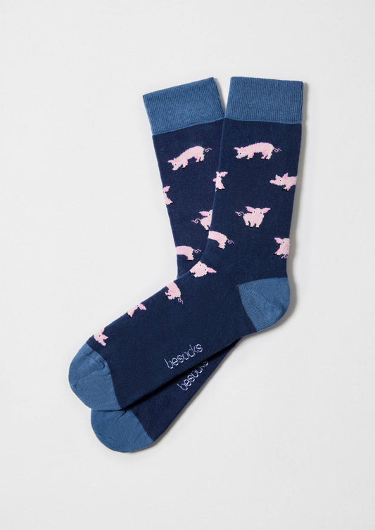 BePig Blue - 100% Organic Cotton Socks