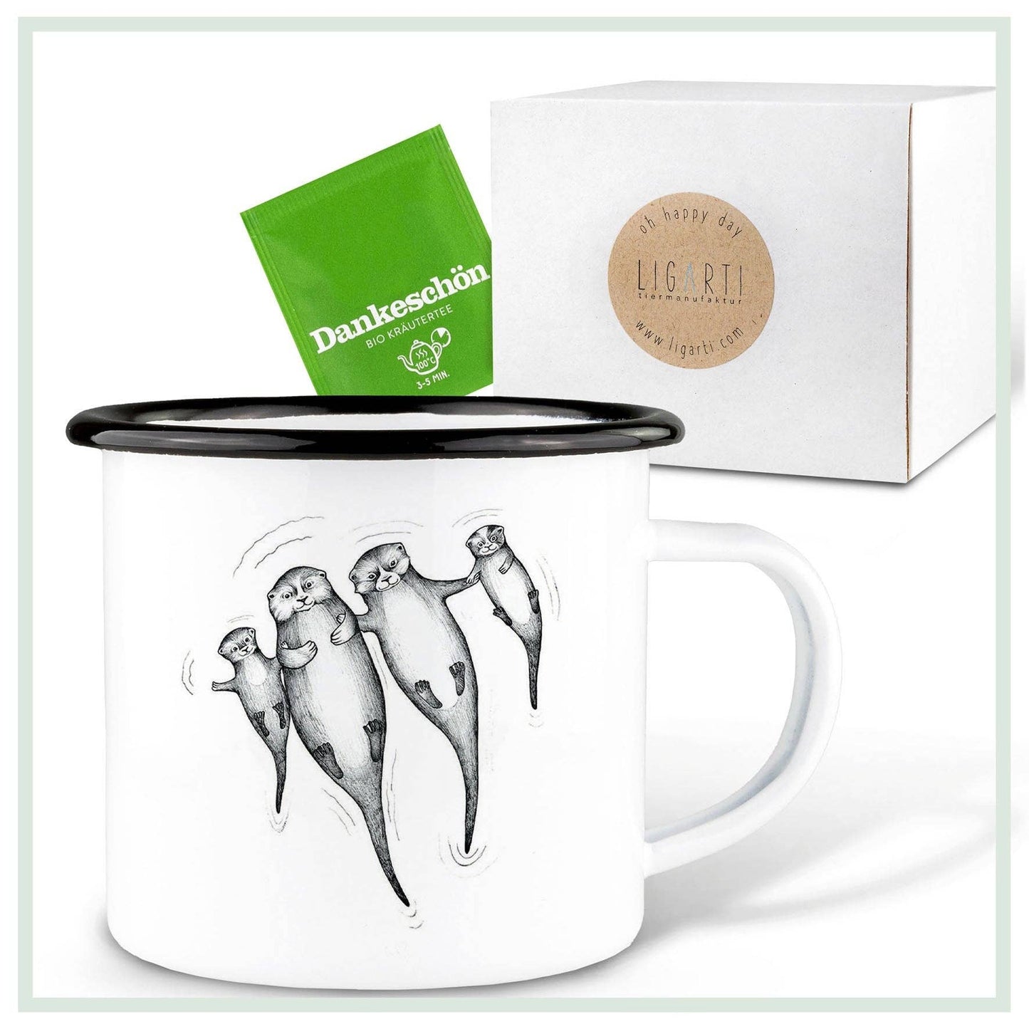 Taza esmaltada – Las nutrias