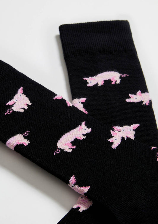 BePig Black - 100% Organic Cotton Socks