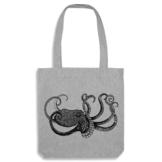 Bolsa de yute [Reciclaje] - pulpo - gris
