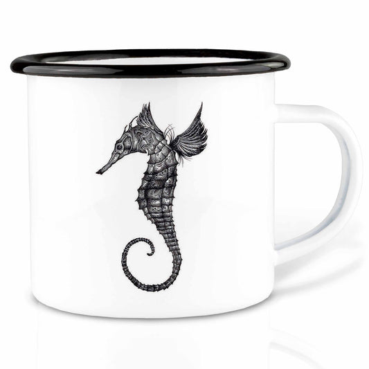 Taza esmaltada – Caballito de mar