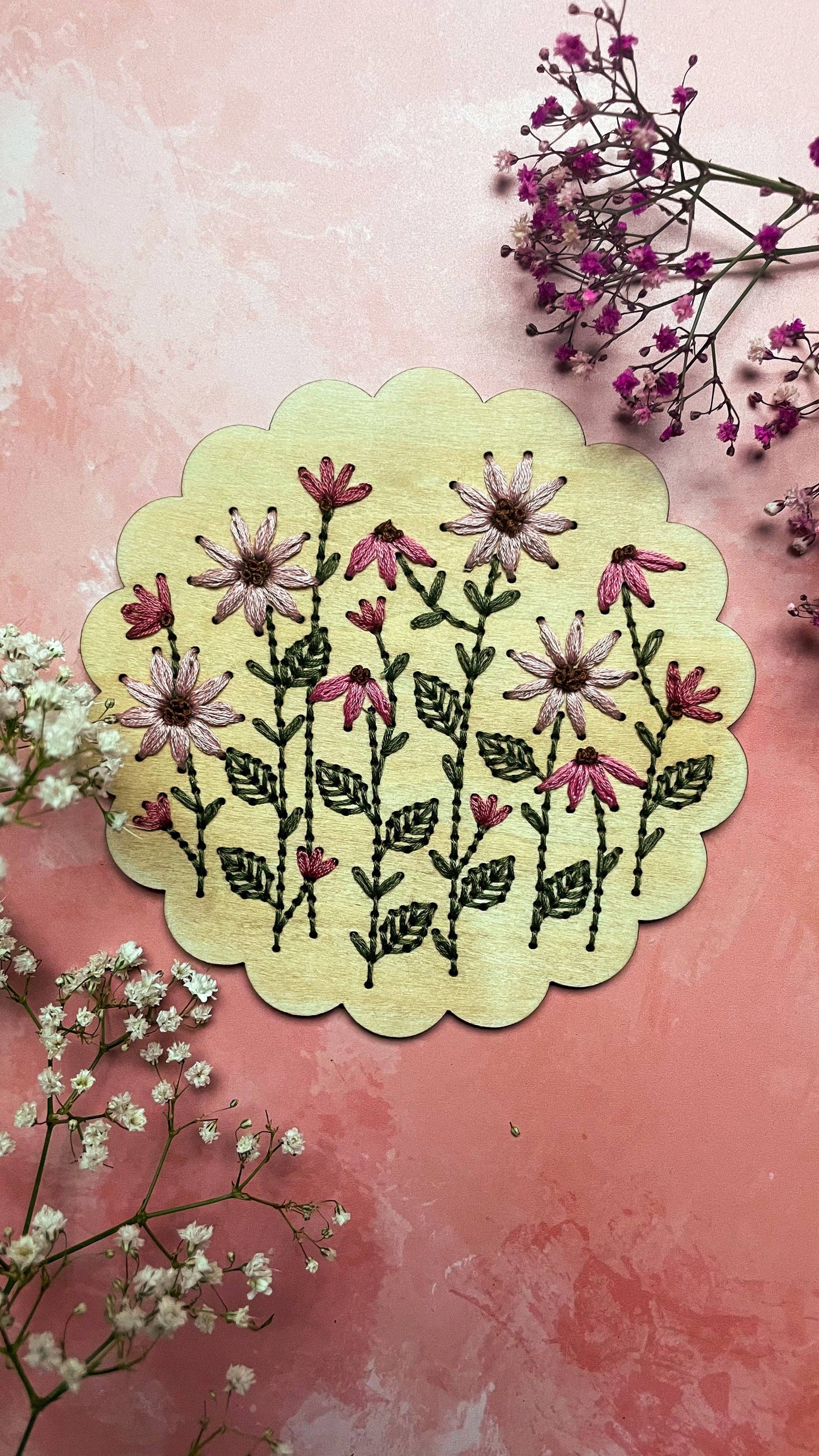 Kit de bordado flores rosas