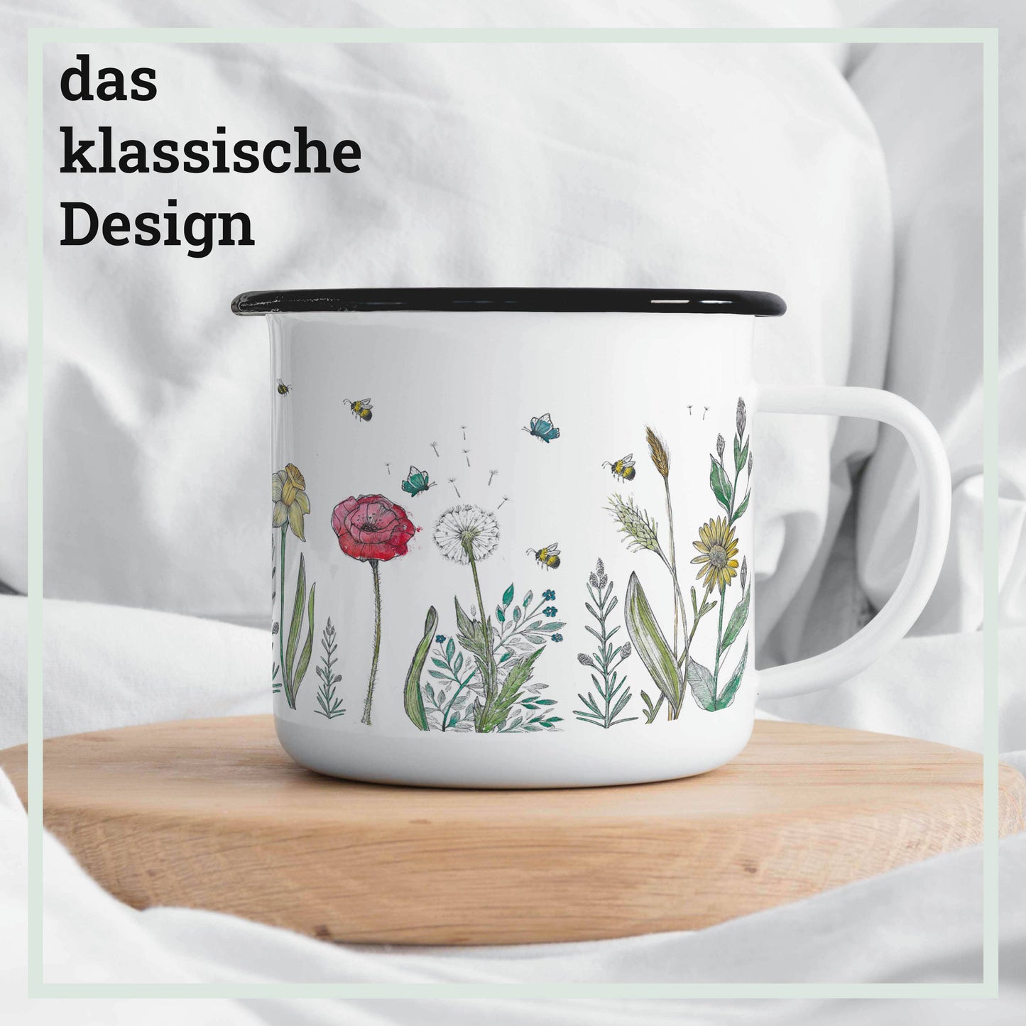 Taza esmaltada – Prado de flores