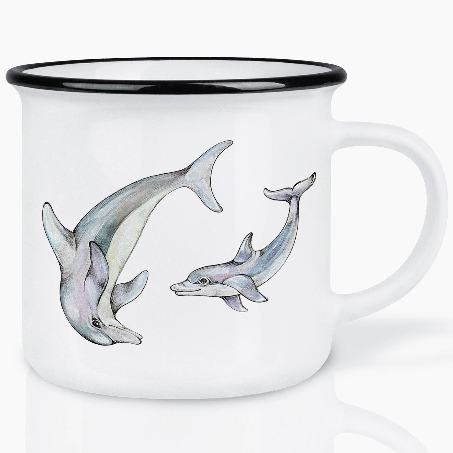 Taza de cerámica con delfines