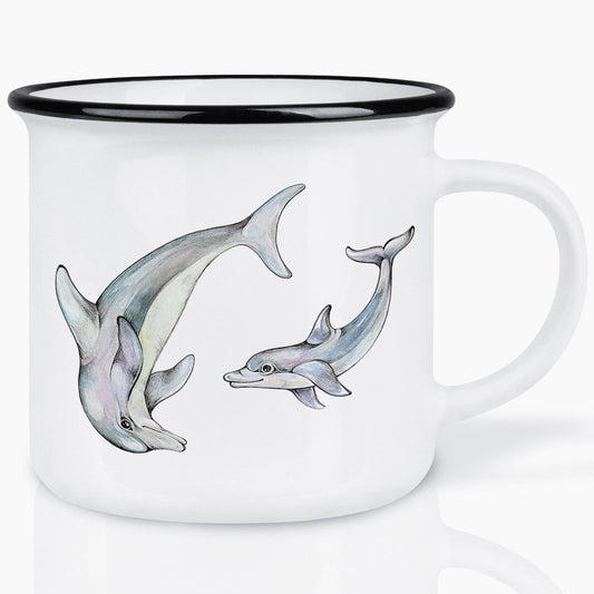 Ceramic mug with dolphins