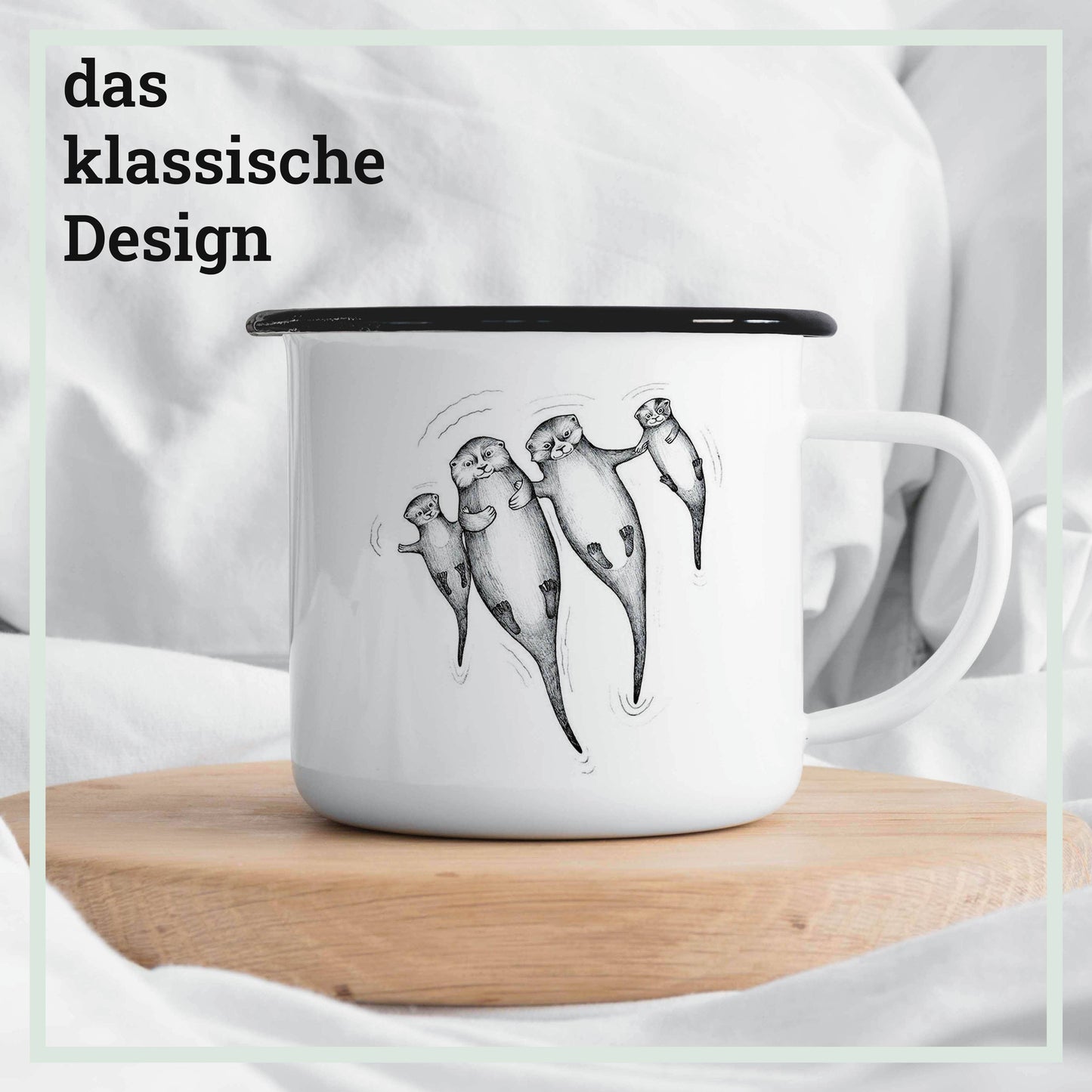 Taza esmaltada – Las nutrias