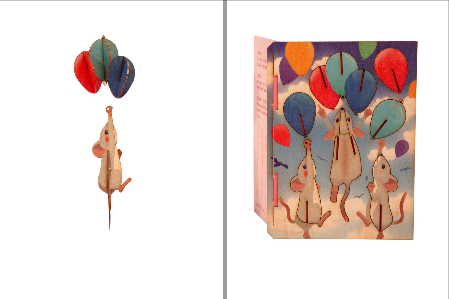 Tarjeta decorativa 3D de felicitación con diseño de ratón